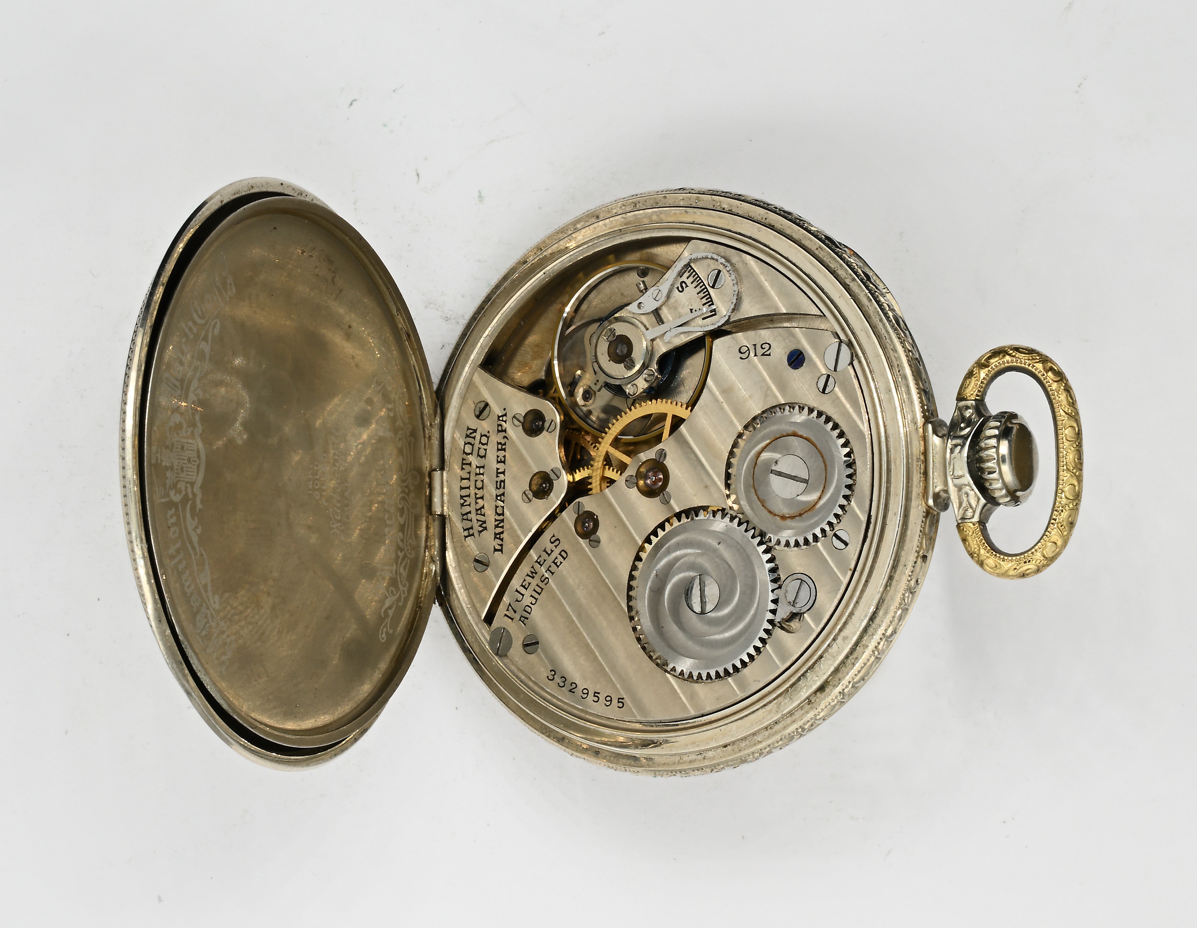 Hamilton 912 (Watch Co., Lancaster PA.), Orologio da tasca con scappamento ad ancora e regolazion...