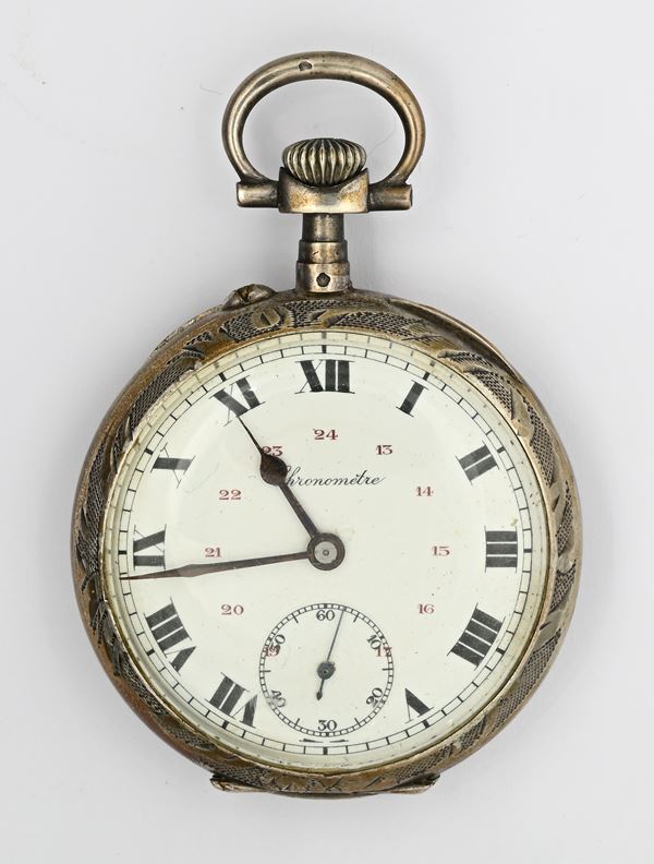 Chronometre - Orologio da tasca con scappamento ad ancora remontoir da uomo in argento 800/000, cassa con punzoni francesi