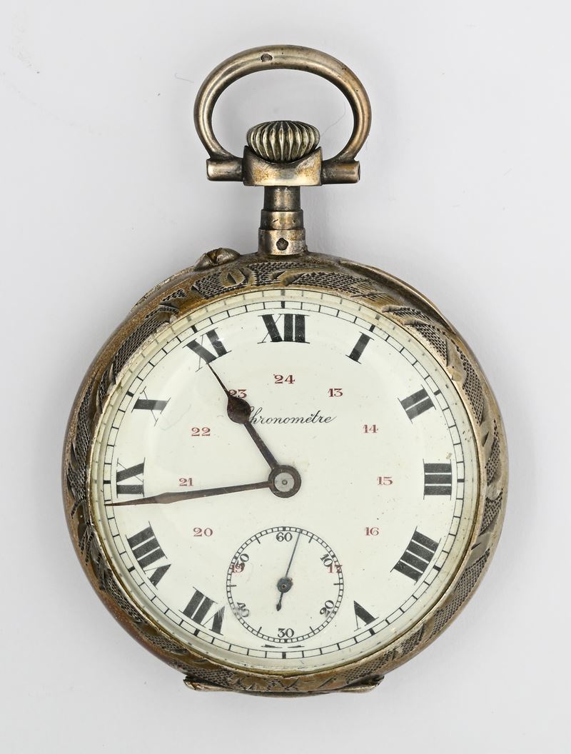 AP, Chronometre – Orologio da tasca con scappamento ad ancora remontoir in argento 800/000