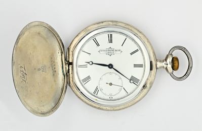 Georges Favre Jacot, Orologio da tasca tipo savonette per il mercato russo, argento 875/000 con s...