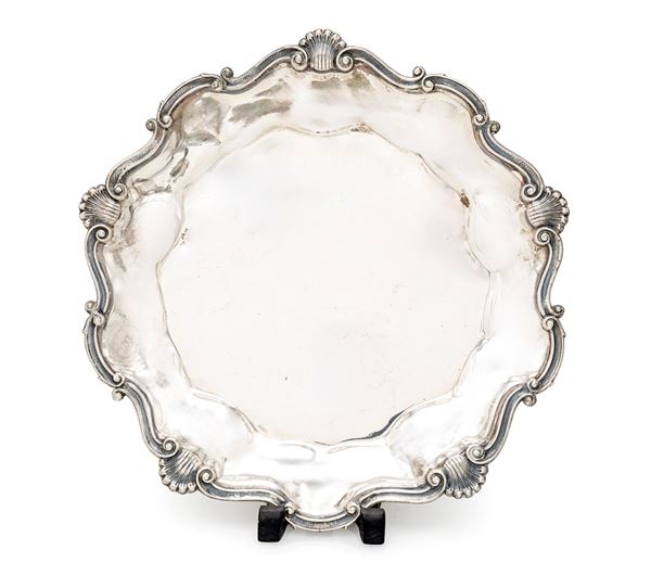 Piatto da portata circolare in argento 800/000