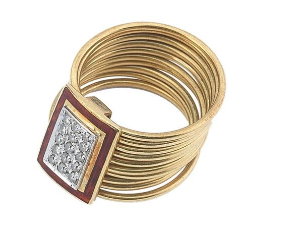 Anello in oro e smalto