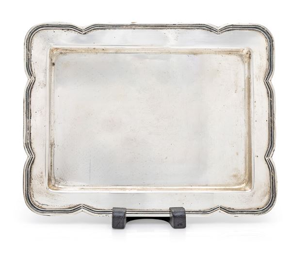 Vassoio rettangolare in argento 800/000