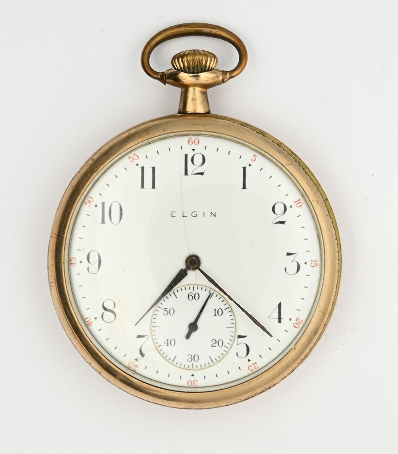 Elgin Natl Watch Co., Orologio da tasca con scappamento ad ancora, 15 rubini e regolazione microm...