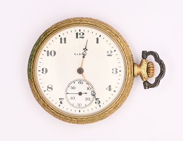 Elgin Natl Watch Co. U.S.A. - Orologio da tasca con scappamento ad ancora con regolazione micrometrica remontoir da uomo in metallo placcato in oro giallo