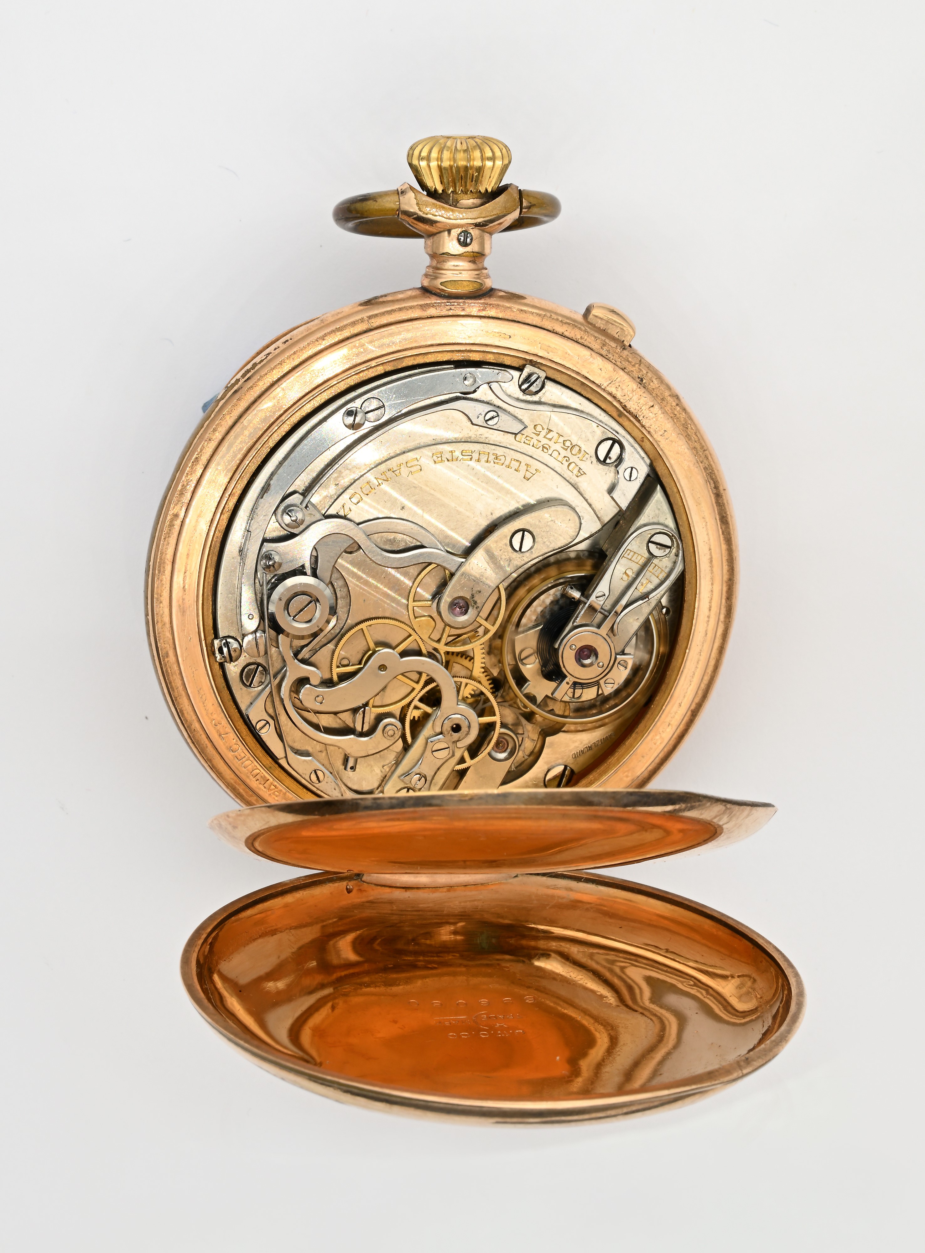 Auguste Sandoz, Orologio da tasca cronografo rattrappante monopulsante con scappamento ad ancora ...