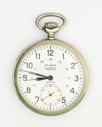 Wojsk Z. Jeznacki Warszawa (n. 7046652), Orologio militare da tasca con scappamento ad ancora spi...