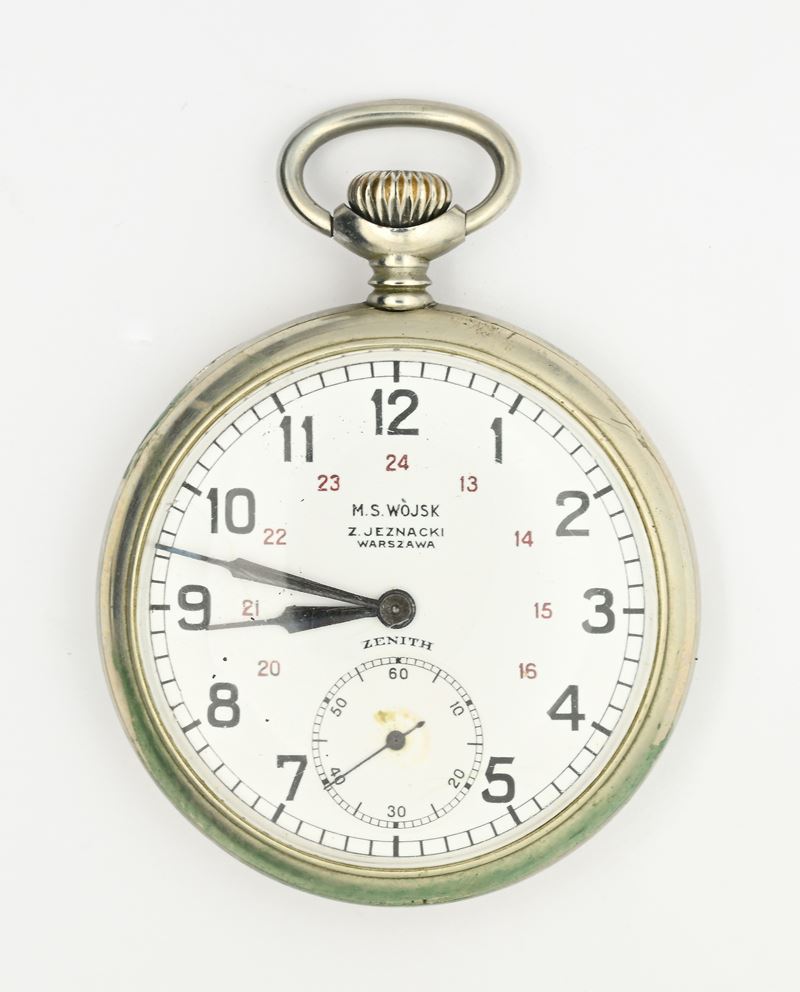 Wojsk Z. Jeznacki Warszawa (n. 7046652), Orologio militare da tasca con scappamento ad ancora spi...