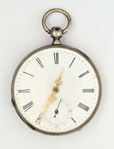 Orologio da tasca, scappamento a cilindro remontoir in argento, 1850/60
