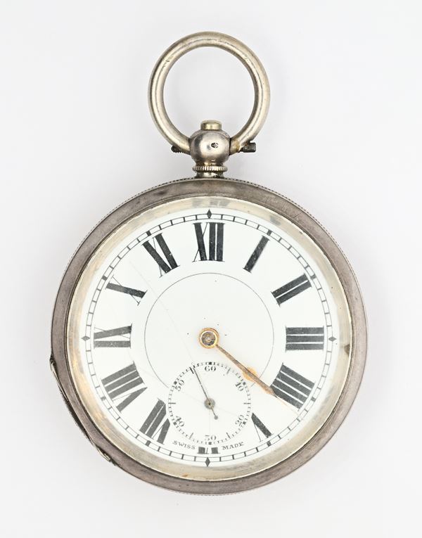 Anonimo svizzero - Orologio da tasca con scappamento ad ancora carica a chiavetta da uomo in argento 925/000
