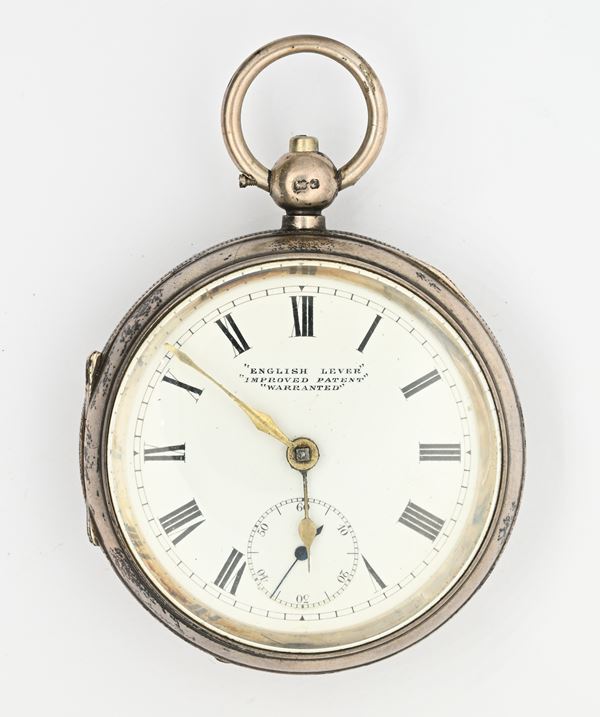  English Lever Improved Patent - Orologio da tasca con scappamento ad ancora carica a chiavetta da uomo in argento sterling con cassa punzonata Chester 1908