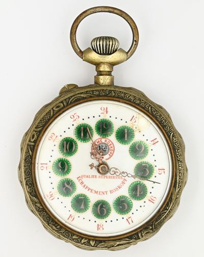 Orologio da tasca Roskopf remontoir per uomo, metallo, inizi XX secolo