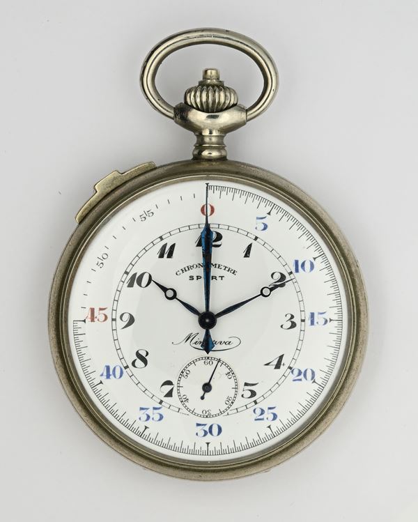 Minerva Chronometre Sport  - Orologio da tasca cronometro sportivo con scappamento ad ancora remontoir in metallo