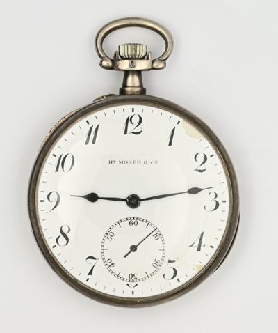 Hy Moser & Cie, Orologio da tasca con scappamento ad ancora remontoir in argento 875/000 (84 zolo...