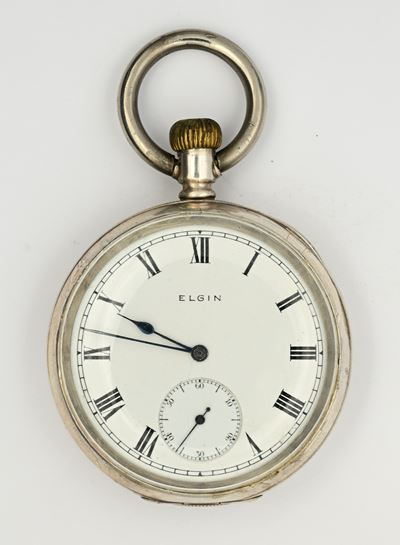 Elgin National Watch Co., Orologio da tasca da uomo in argento sterling con scappamento ad ancora...