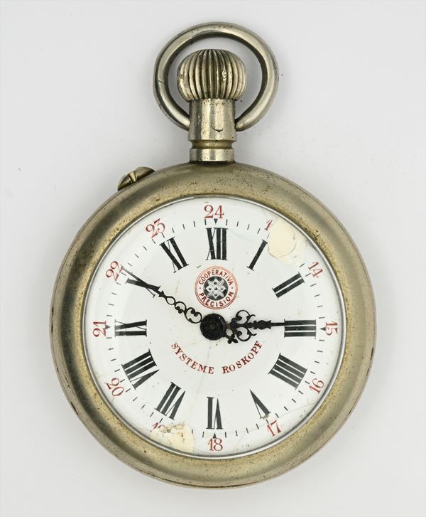  Cooperativa Precision - Orologio da tasca con scappamento Roskopf remontoir da uomo in metallo