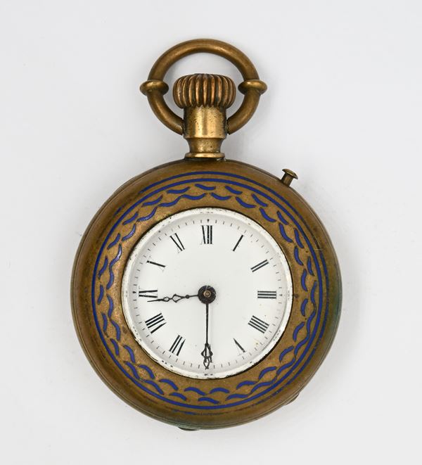 Orologio da tasca ad occhio di bue con scappamento ad ancora remontoir da uomo in metallo. Cassa con smalti  (1910/20)  - Asta Asta a Tempo - Orologi da Tasca - Casa d'Aste Arcadia