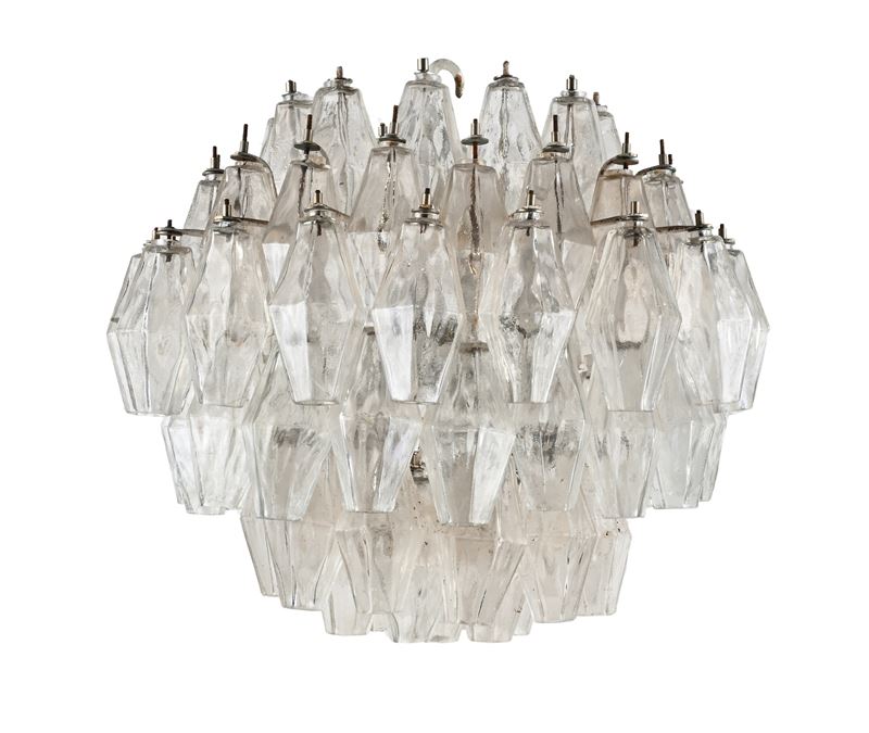 Lampadario modello Poliedri, Carlo Scarpa produzione Venini