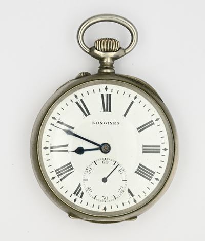 Longines, Orologio da tasca con scappamento ad ancora e carica remontoir in metallo (Cal. 19.71N)
