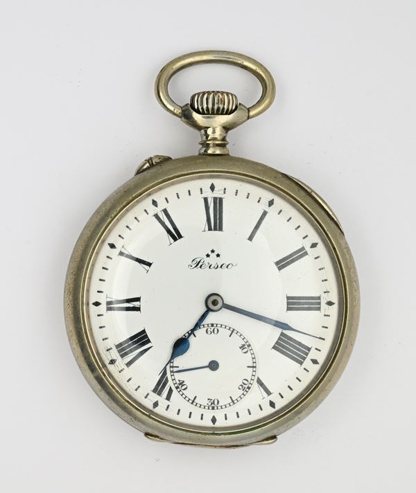 Perseo per le Ferrovie di Stato N° 39729 - Orologio da tasca ferroviario con scappamento ad ancora remontoir da uomo in metallo 