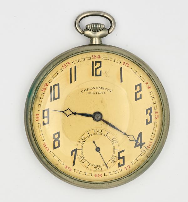 Elida Chronometre - Orologio da tasca con scappamento ad ancora regolazione micrometrica remontoir da uomo in metallo