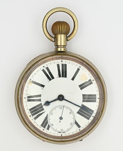 Orologio da tasca da uomo, scappamento ad ancora remontoir in argentan (inizio XX secolo)