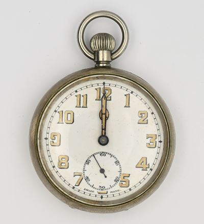 Orologio da tasca, scappamento ad ancora remontoir, in metallo, anni ’20