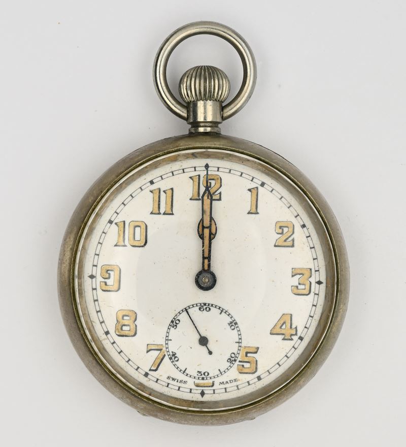 Orologio da tasca, scappamento ad ancora remontoir, in metallo, anni ’20