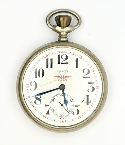 Lanco, Orologio da tasca da uomo con scappamento ad ancora remontoir in metallo (anni '10/'20)