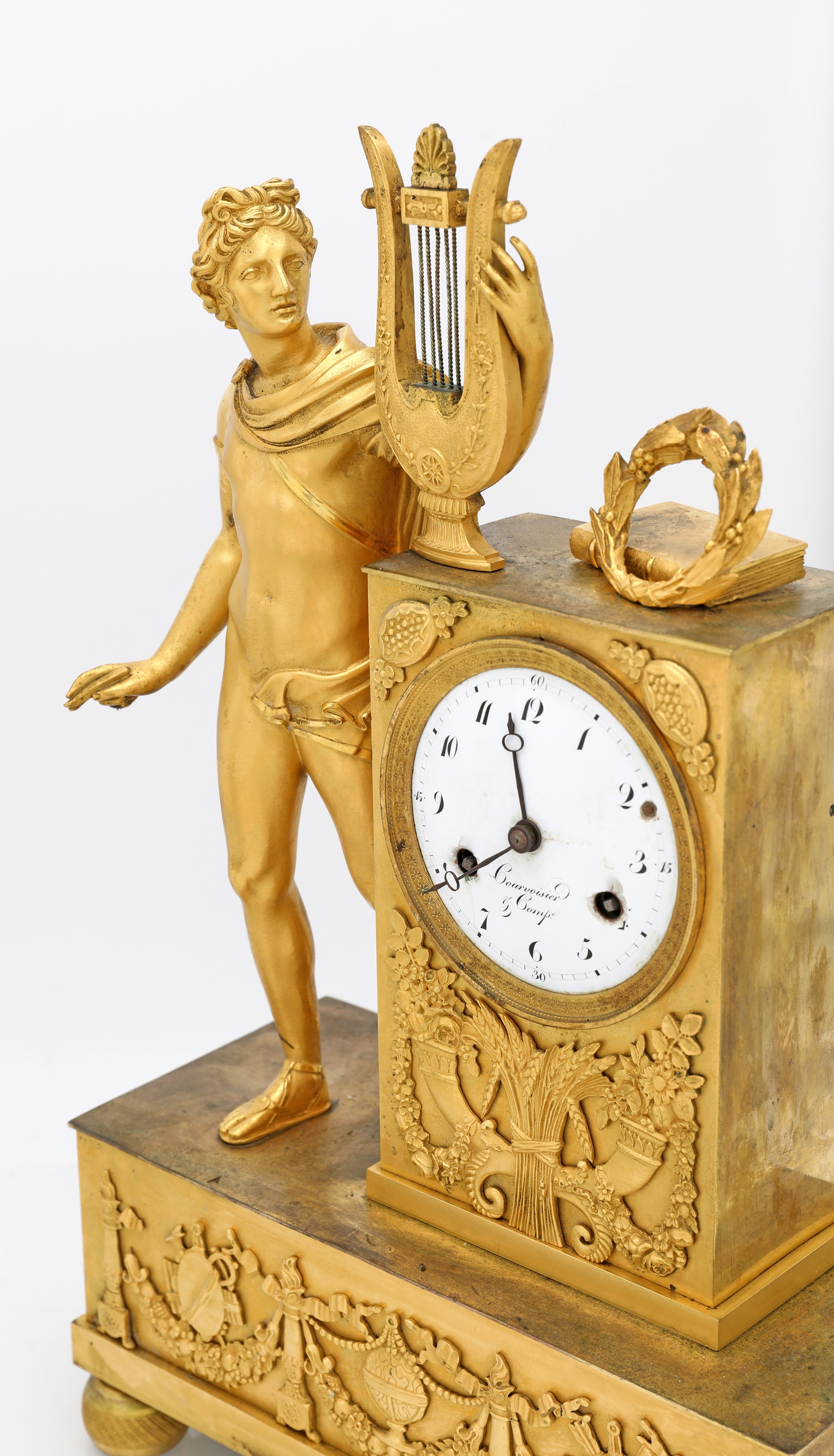 Orologio in bronzo dorato con figura di Apollo, prima metà del XIX secolo