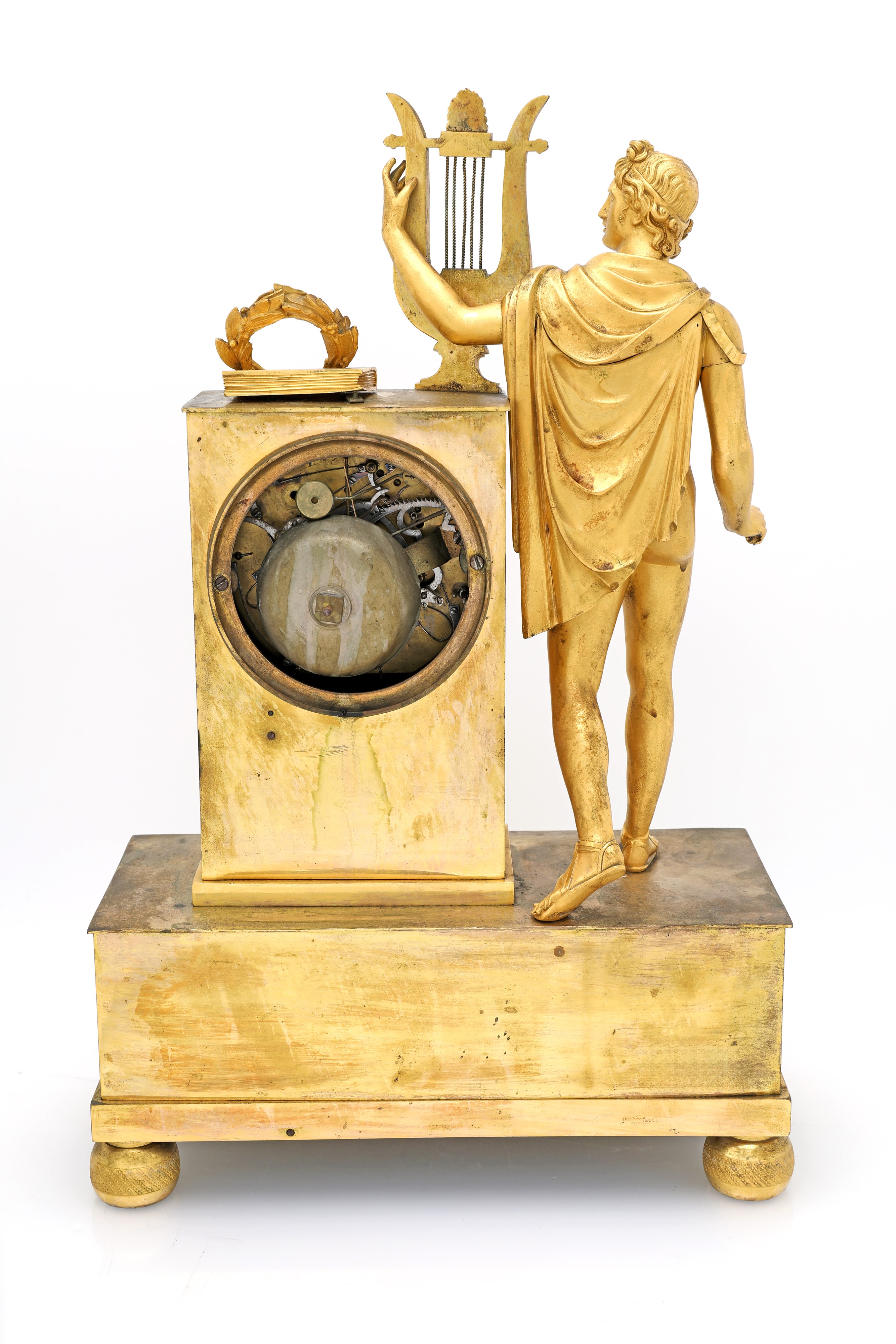 Orologio in bronzo dorato con figura di Apollo, prima metà del XIX secolo