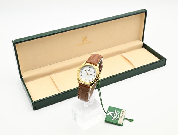 Mondia Zenith 386 - Orologio da polso al quarzo da donna con datario in metallo placcato in oro giallo con fondello in acciaio