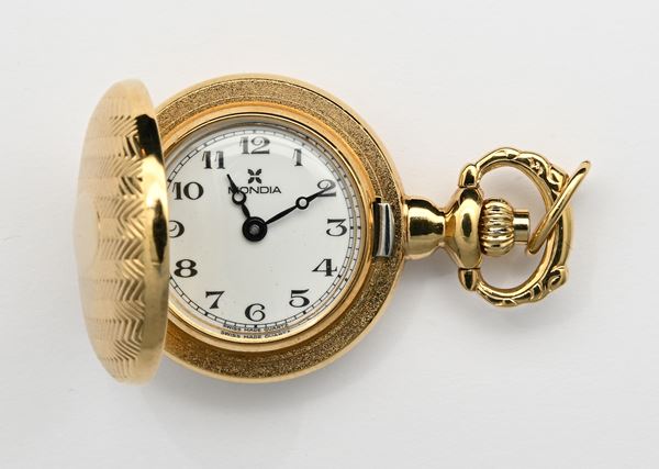 Mondia Zenith - Piccolo orologio da tasca savonette al quarzo in metallo dorato