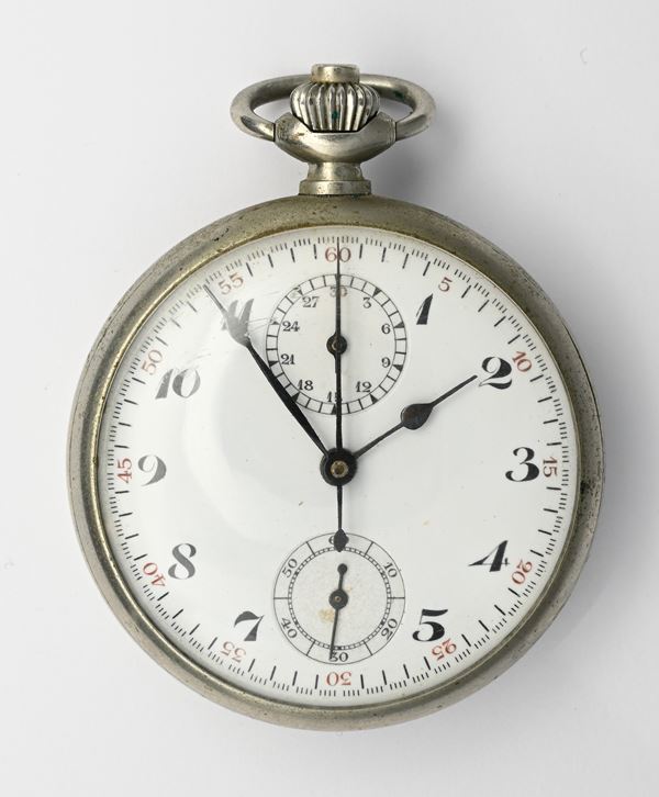 Anonimo svizzero - Orologio da tasca cronografo rattrappante con scappamento ad ancora remontoir da uomo in metallo 