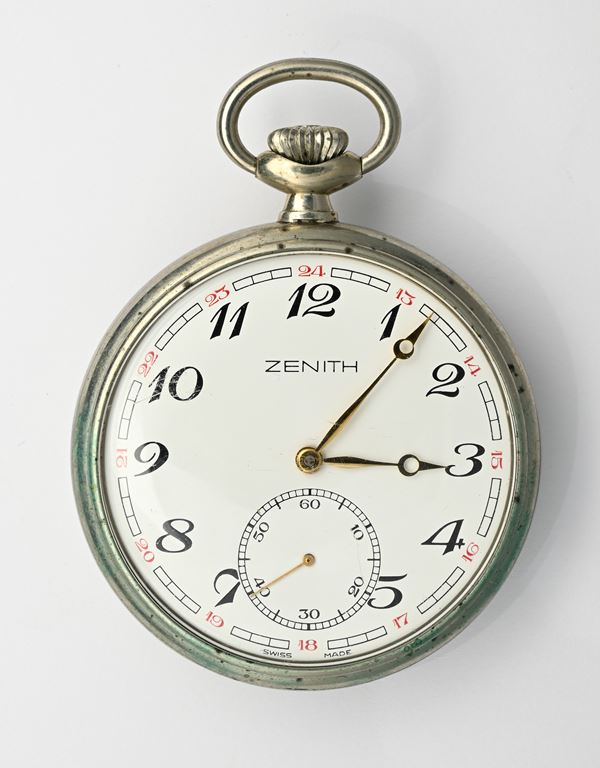 Zenith Grand Prix (Cal. 23 Unitas) - Orologio da tasca con scappamento ad ancora remontoir da uomo in metallo con cassa sbalzata raffigurante un locomotore