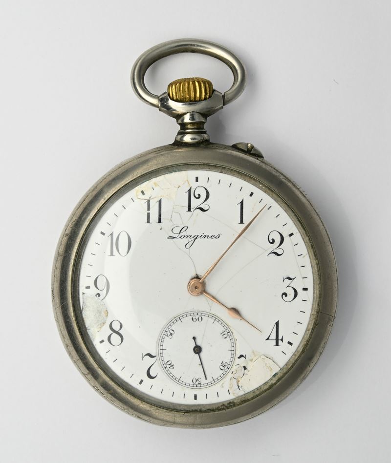 Longines, Orologio da tasca in metallo con scappamento ad ancora e remontoir, anni '30