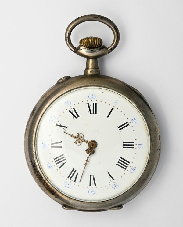 Orologio da tasca con scappamento ad ancora remontoir da uomo in argento