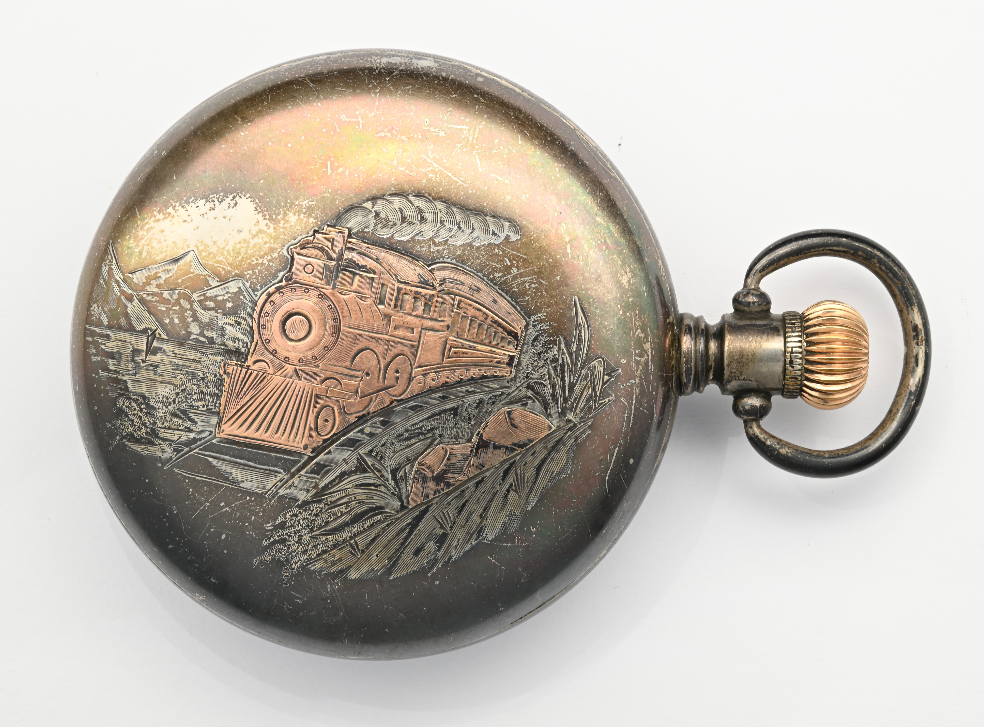 American Waltham Watch Co., Orologio da tasca in argento sterling con scappamento ad ancora remon...