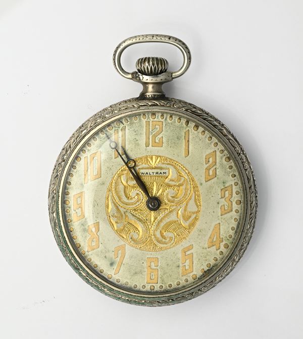 A.W.W. Co Waltham MA. - Orologio da tasca con scappamento ad ancora remontoir con regolazione micrometrica da uomo in metallo argentato