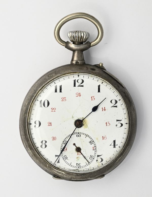 Orologio da tasca con scappamento a cilindro  remontoir da uomo in argento
