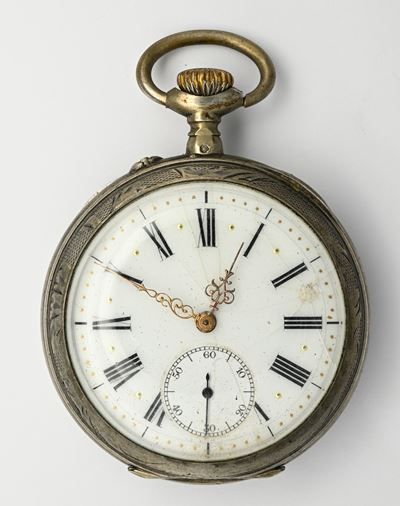 Noel Grisot, Orologio da tasca con scappamento ad ancora remontoir in argento sterling