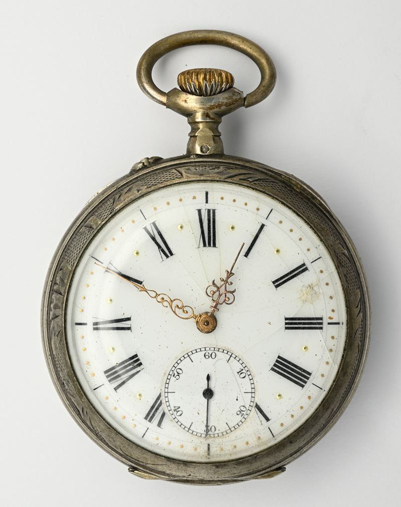 Noel Grisot, Orologio da tasca con scappamento ad ancora remontoir in argento sterling