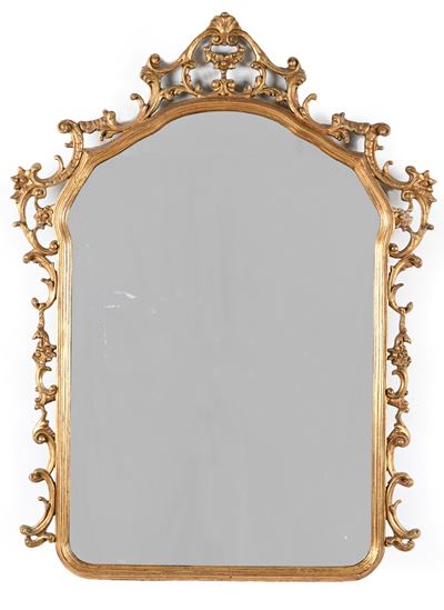 Specchiera centinata, cornice in legno dorato, inizi XX secolo