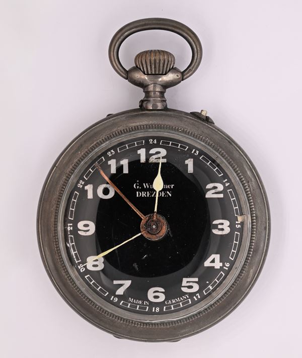 Anonimo svizzero Patent N° 41794 per G.Wurthner Drezden - Orologio da tasca svegliarino con scappamento ad ancora remontoir da uomo in argento