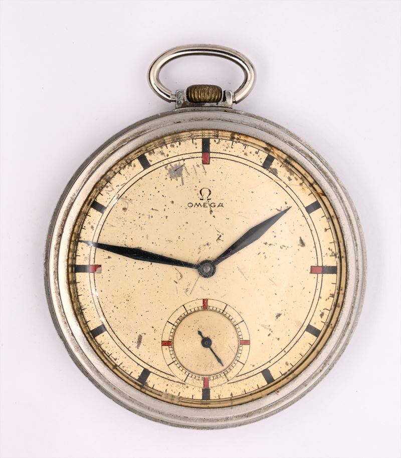 Omega, Orologio da tasca con scappamento ad ancora spirale Breguet remontoir, calibro 37.6 LT2 15...