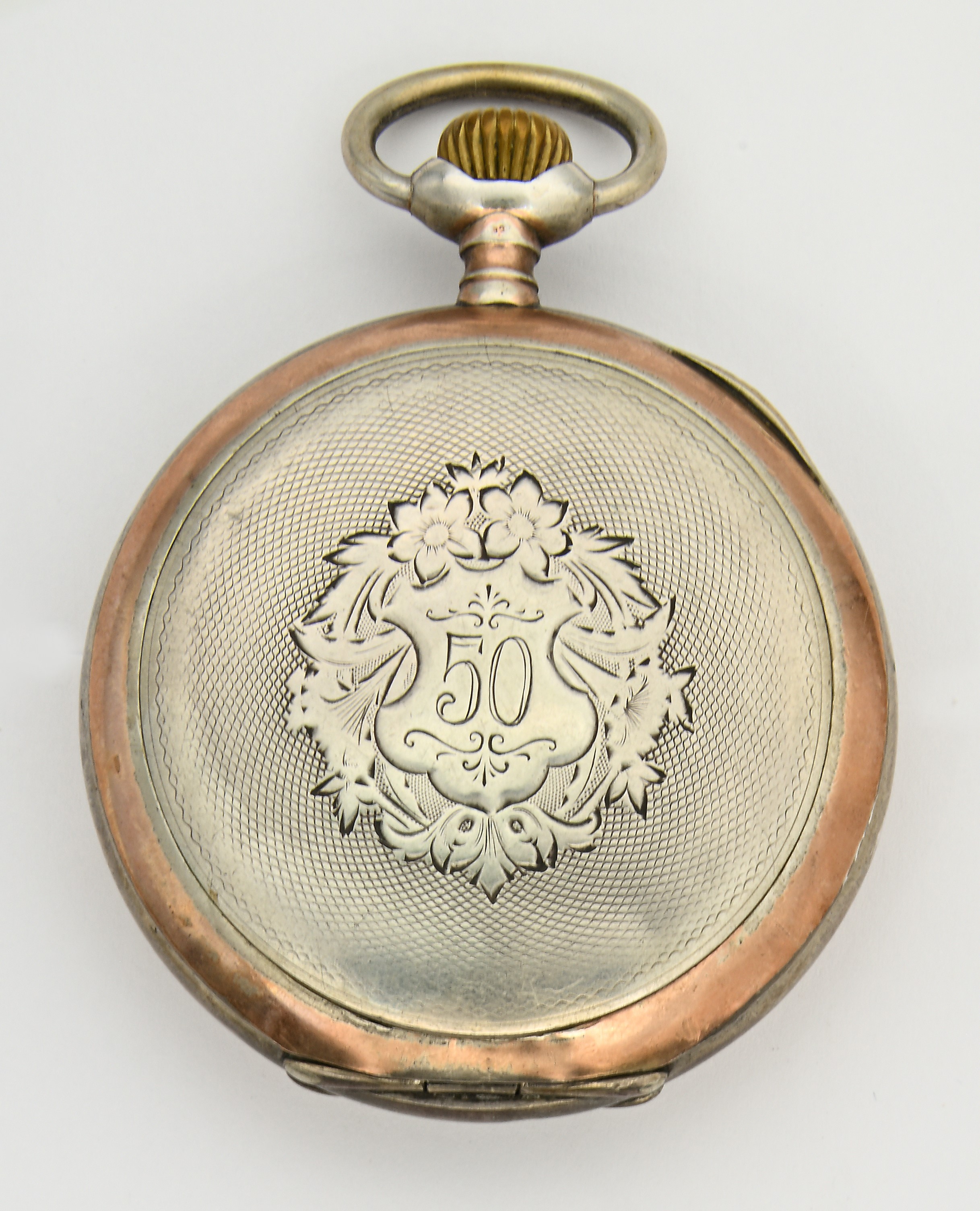 Orologio da tasca con scappamento ad ancora spirale Breguet remontoir, argento 800/000 e argento ...