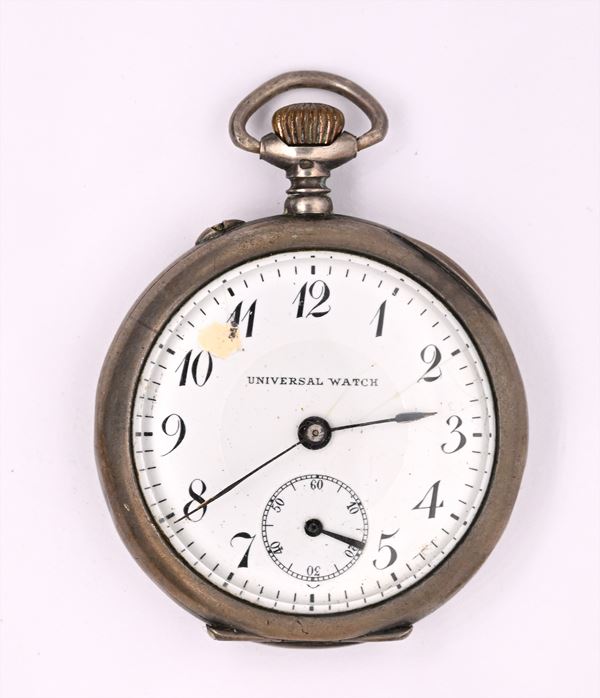 Universal Watch - Orologio da tasca  con scappamento ad ancora remontoir da donna in argento 800/000  (inizi XX secolo)  - Auction Time Auction - Pocket Watches - Casa d'Aste Arcadia