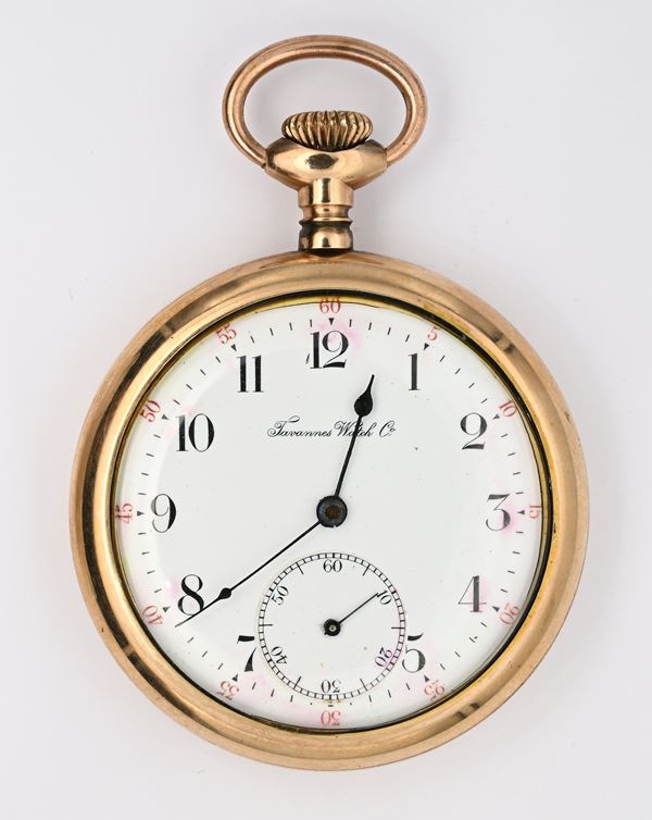 Tavannes Watch Co. (U.S. Pat. 24 May 1904) - Orologio da tasca con scappamento ad ancora remontoir da uomo  in metallo placcato in oro giallo