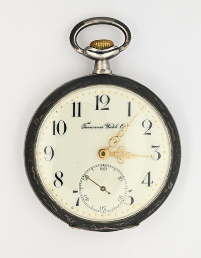 Tavannes Watch Co., Orologio da tasca per il mercato russo con scappamento ad ancora spirale Breg...