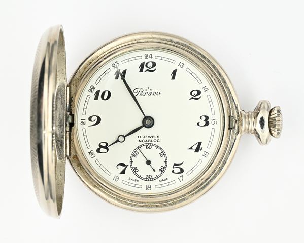 Perseo Incabloc - Orologio da tasca a savonette con scappamento ad ancora remontoir da uomo in metallo 